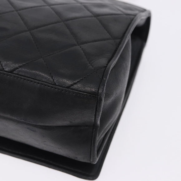 CHANEL Lamb Skin Matelasse Chain Shoulder Bag Black Gold Tone CC Auth BA15379A