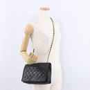CHANEL Lamb Skin Matelasse Chain Shoulder Bag Black Gold Tone CC Auth BA15379A-22