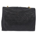 CHANEL Lamb Skin Matelasse Chain Shoulder Bag Black Gold Tone CC Auth BA15379A-3