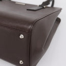 BURBERRY Hand Bag Leather Brown Silver Auth BA15380A-9