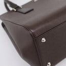BURBERRY Hand Bag Leather Brown Silver Auth BA15380A-14