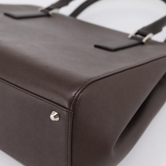 BURBERRY Hand Bag Leather Brown Silver Auth BA15380A