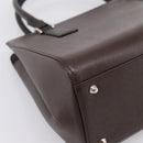 BURBERRY Hand Bag Leather Brown Silver Auth BA15380A-16