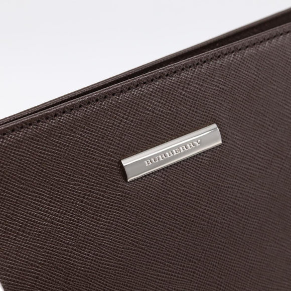 BURBERRY Hand Bag Leather Brown Silver Auth BA15380A