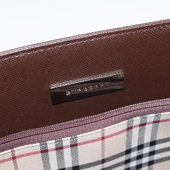 BURBERRY Hand Bag Leather Brown Silver Auth BA15380A