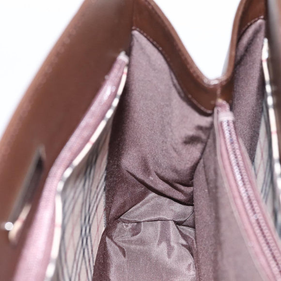 BURBERRY Hand Bag Leather Brown Silver Auth BA15380A