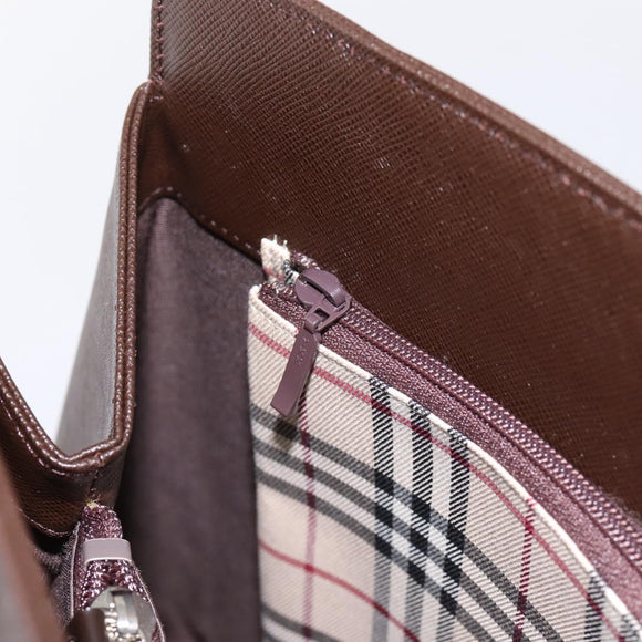 BURBERRY Hand Bag Leather Brown Silver Auth BA15380A