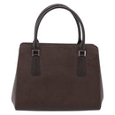 BURBERRY Hand Bag Leather Brown Silver Auth BA15380A-2