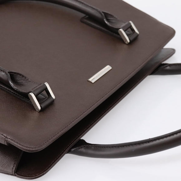 BURBERRY Hand Bag Leather Brown Silver Auth BA15380A