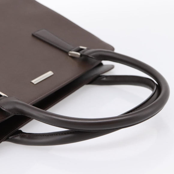 BURBERRY Hand Bag Leather Brown Silver Auth BA15380A