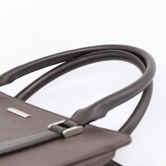 BURBERRY Hand Bag Leather Brown Silver Auth BA15380A
