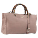 GUCCI Bamboo Hand Bag Leather 2way Pink Gold Tone 323660 Auth BA15382A-1