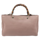 GUCCI Bamboo Hand Bag Leather 2way Pink Gold Tone 323660 Auth BA15382A-13