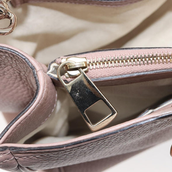 GUCCI Bamboo Hand Bag Leather 2way Pink Gold Tone 323660 Auth BA15382A