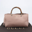 GUCCI Bamboo Hand Bag Leather 2way Pink Gold Tone 323660 Auth BA15382A-12