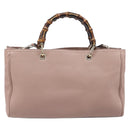GUCCI Bamboo Hand Bag Leather 2way Pink Gold Tone 323660 Auth BA15382A-2