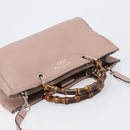 GUCCI Bamboo Hand Bag Leather 2way Pink Gold Tone 323660 Auth BA15382A-6