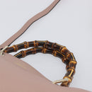 GUCCI Bamboo Hand Bag Leather 2way Pink Gold Tone 323660 Auth BA15382A-14