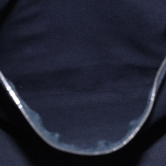 HERMES Fourre Tout MM Hand Bag Canvas Navy Silver Auth BA15383
