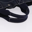 HERMES Fourre Tout MM Hand Bag Canvas Navy Silver Auth BA15383-7