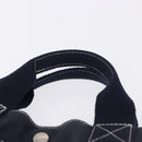 HERMES Fourre Tout MM Hand Bag Canvas Navy Silver Auth BA15383-8