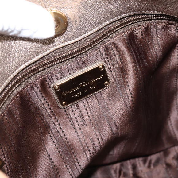 Salvatore Ferragamo Vala Hand Bag Leather Gold Auth BA15384