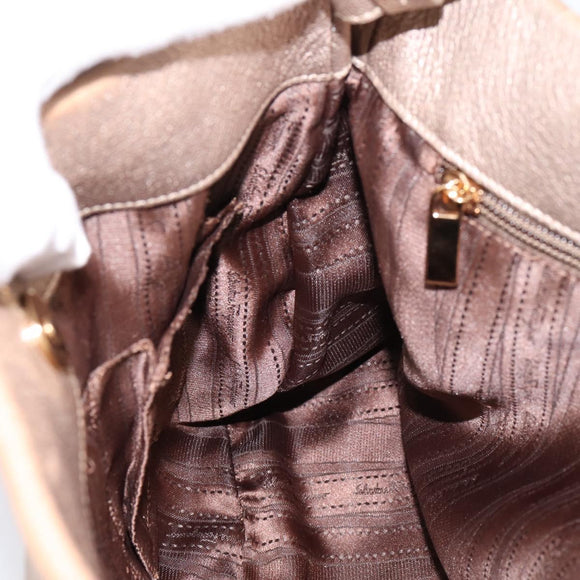 Salvatore Ferragamo Vala Hand Bag Leather Gold Auth BA15384