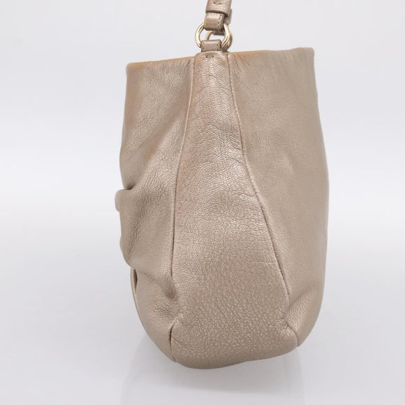 Salvatore Ferragamo Vala Hand Bag Leather Gold Auth BA15384
