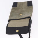 LOEWE Anagram Shoulder Bag Suede Khaki Black Auth BA15386-10