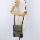LOEWE Anagram Shoulder Bag Suede Khaki Black Auth BA15386-21