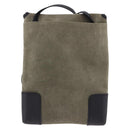 LOEWE Anagram Shoulder Bag Suede Khaki Black Auth BA15386-2
