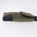 LOEWE Anagram Shoulder Bag Suede Khaki Black Auth BA15386-3