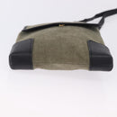 LOEWE Anagram Shoulder Bag Suede Khaki Black Auth BA15386-5