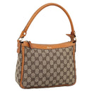 GUCCI GG Canvas Hand Bag Beige Gold Tone 146244 Auth BA15387-1