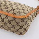 GUCCI GG Canvas Hand Bag Beige Gold Tone 146244 Auth BA15387-10