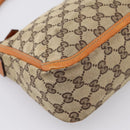 GUCCI GG Canvas Hand Bag Beige Gold Tone 146244 Auth BA15387-11