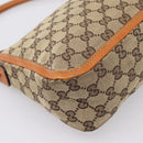 GUCCI GG Canvas Hand Bag Beige Gold Tone 146244 Auth BA15387-13