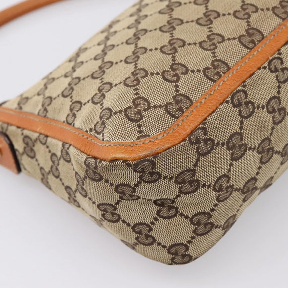GUCCI GG Canvas Hand Bag Beige Gold Tone 146244 Auth BA15387