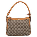 GUCCI GG Canvas Hand Bag Beige Gold Tone 146244 Auth BA15387-2