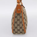 GUCCI GG Canvas Hand Bag Beige Gold Tone 146244 Auth BA15387-4