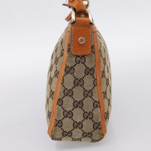 GUCCI GG Canvas Hand Bag Beige Gold Tone 146244 Auth BA15387