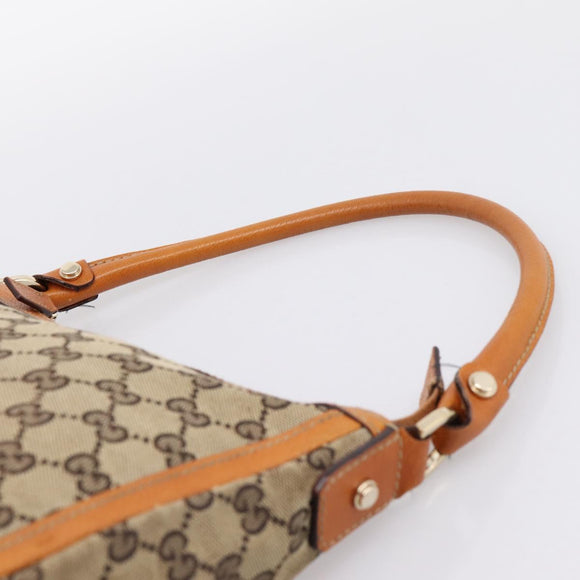 GUCCI GG Canvas Hand Bag Beige Gold Tone 146244 Auth BA15387