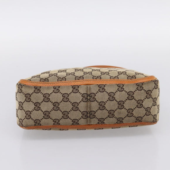 GUCCI GG Canvas Hand Bag Beige Gold Tone 146244 Auth BA15387