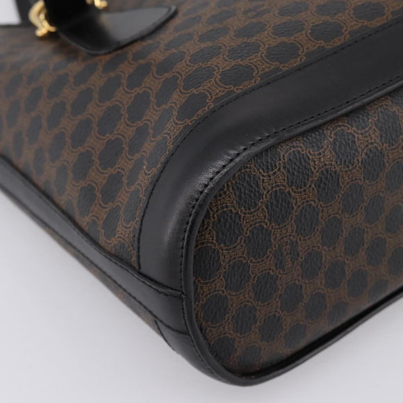 CELINE Macadam Tote Bag PVC Leather Black Gold Tone Auth BA15388