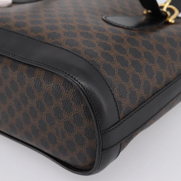CELINE Macadam Tote Bag PVC Leather Black Gold Tone Auth BA15388
