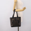 CELINE Macadam Tote Bag PVC Leather Black Gold Tone Auth BA15388-22