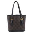 CELINE Macadam Tote Bag PVC Leather Black Gold Tone Auth BA15388-2