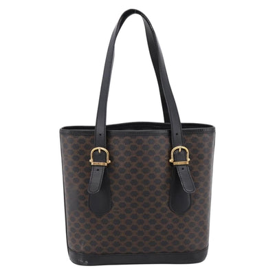 CELINE Macadam Tote Bag PVC Leather Black Gold Tone Auth BA15388 - 0