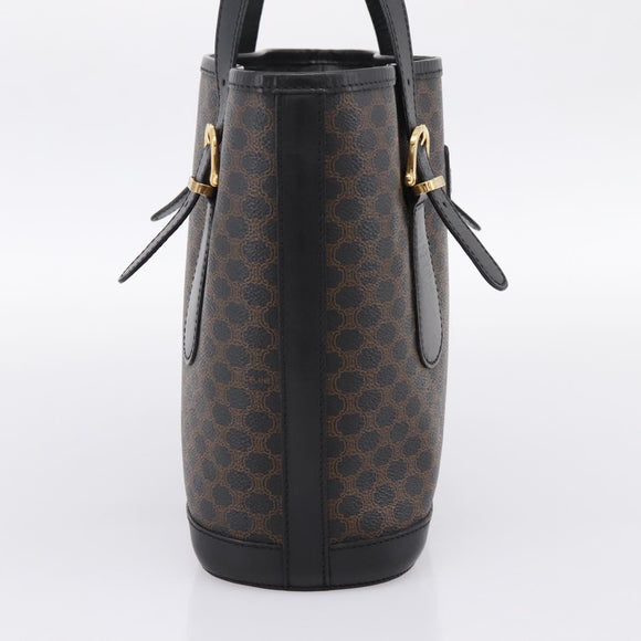 CELINE Macadam Tote Bag PVC Leather Black Gold Tone Auth BA15388