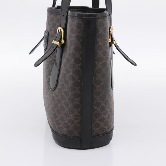 CELINE Macadam Tote Bag PVC Leather Black Gold Tone Auth BA15388